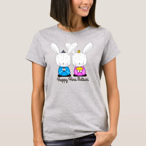 Hinamatsuri Siamese White Bunnies Hina Ningyo T_Shirt