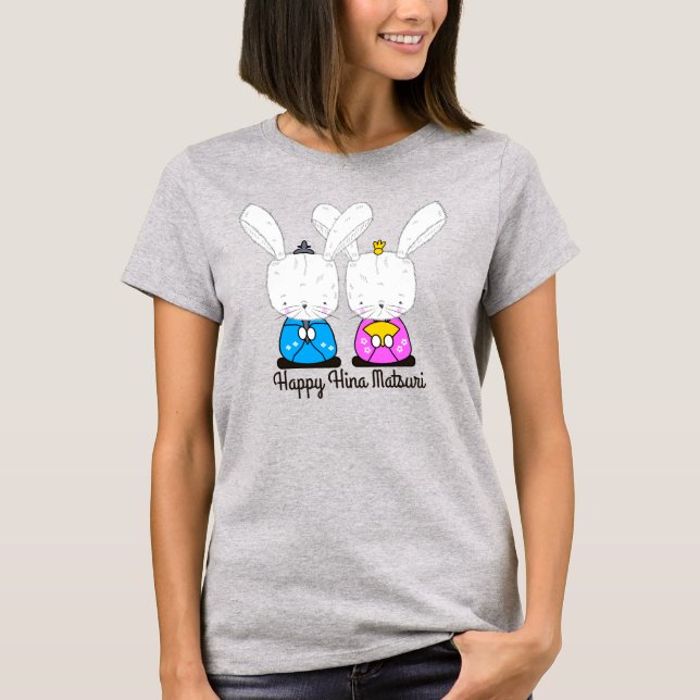 Hinamatsuri Siamese White Bunnies Hina Ningyo T-Shirt (Front)