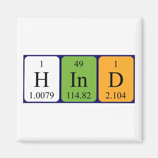Hind periodic table name magnet (Front)