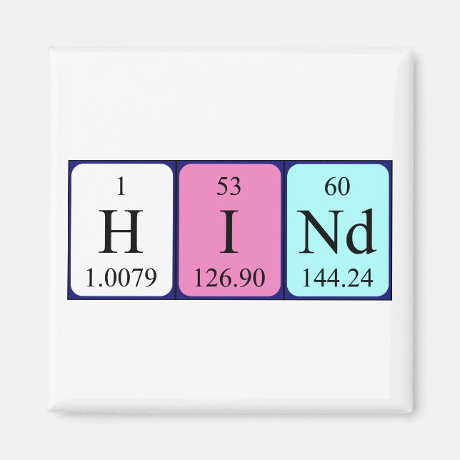Hind periodic table name magnet (Front)