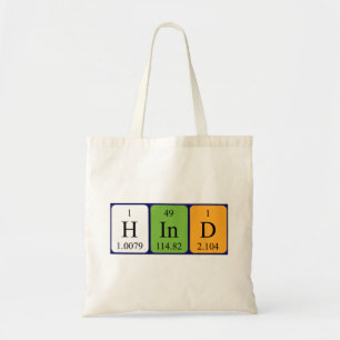 Hind periodic table name tote bag