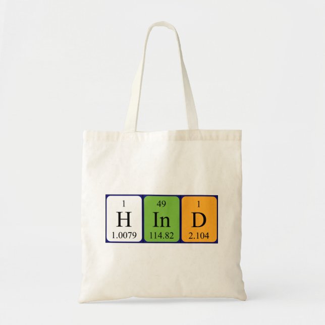 Hind periodic table name tote bag (Front)