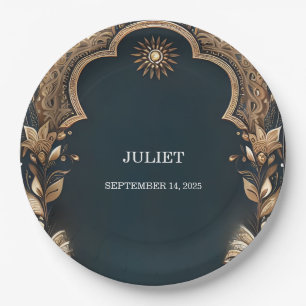 Hindi Henna Mehndi Indian Style Bridal Shower Paper Plates