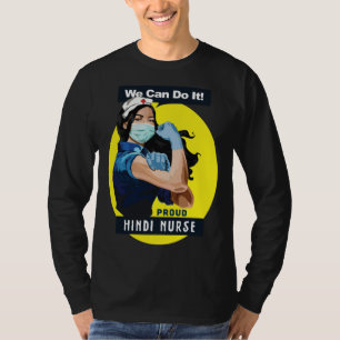 Hindi Proud Frontline Worker Rosie Riveter Nurse D T-Shirt