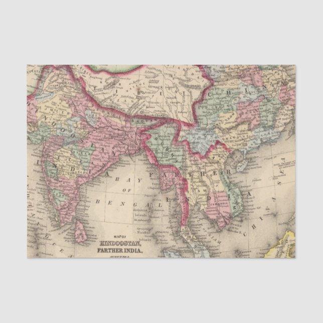 Hindoostan, Farther India, China, Tibet Tissue Paper (Front)