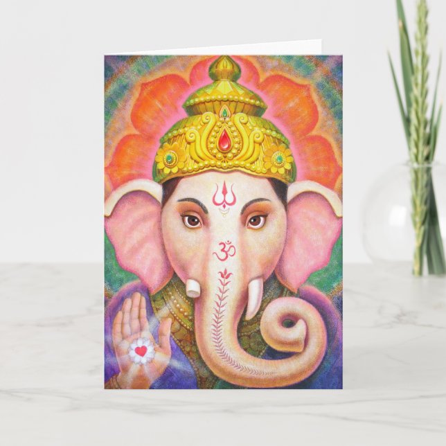 Hindu Art Ganesha positive spiritual energy card (Front)