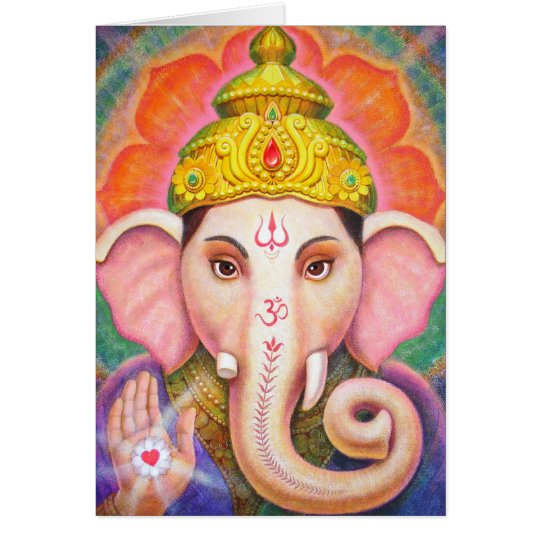 Hindu Art Ganesha positive spiritual energy card