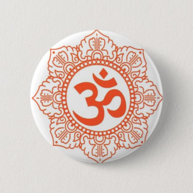 HINDU - BUDDHA SYMBOLS OM,OHM PINBACK BUTTON (Front)