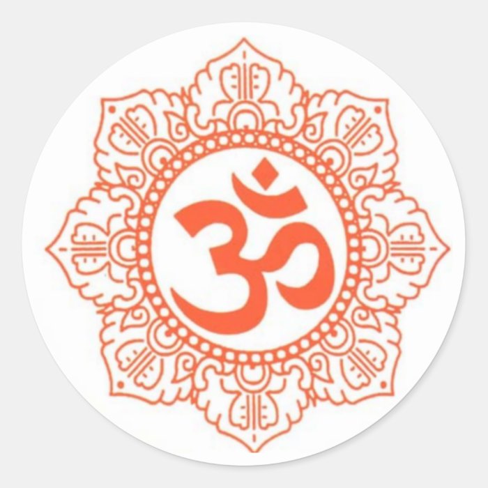 HINDU   BUDDHA SYMBOLS OM,OHM ROUND STICKERS