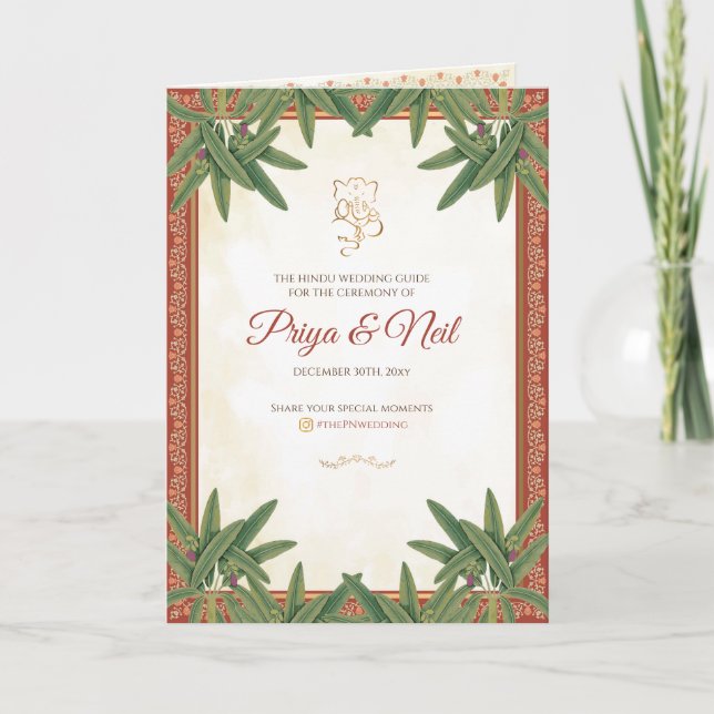 Hindu Ceremony Program Indian Wedding program (Front)