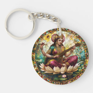 Hindu Deity Protection Saraswati Spiritual Energy Keychain