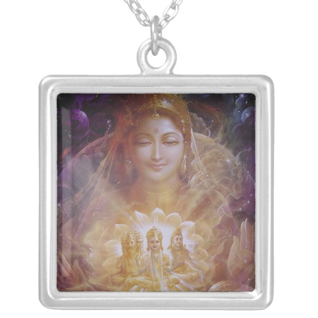 Hindu Divi Trinity Beautiful Silver Plated Necklace (Front)