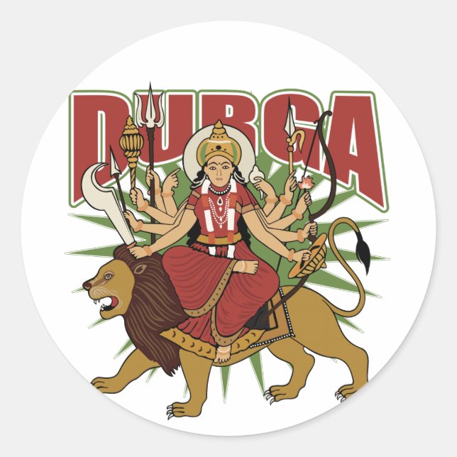 Hindu Durga Classic Round Sticker (Front)