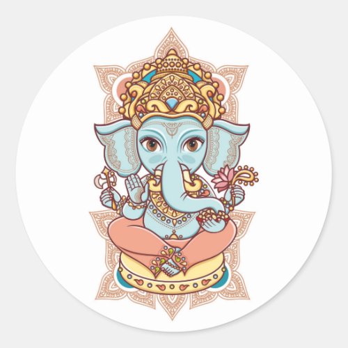 Hindu elephantGod Lord Ganesh Classic Round Sticker