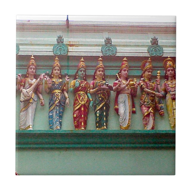 Hindu figures on the wall of Chettiar temple, Ceramic Tile (Front)