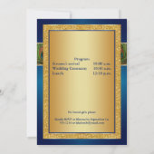 Hindu Ganesh Blue, Gold Peacock Wedding Invite (Back)