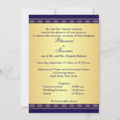 Hindu Ganesh Blue Gold Scrolls Wedding Invite 2 (Back)