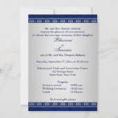 Hindu Ganesh Blue Silver Scrolls Wedding Invite 2 (Back)