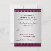 Hindu Ganesh Plum, Silver Scrolls Wedding RSVP Invitation (Back)