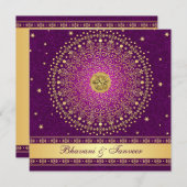 Hindu Ganesh Purple Gold Scrolls Wedding Invite (Front/Back)