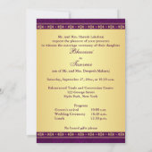 Hindu Ganesh Purple Gold Scrolls Wedding Invite 2 (Back)