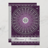 Hindu Ganesh Purple Silver Scroll Wedding Invite 2 (Front/Back)