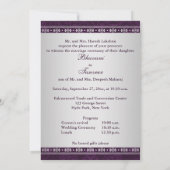 Hindu Ganesh Purple Silver Scroll Wedding Invite 2 (Back)