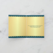 Hindu Ganesh Teal Gold Scroll Stars Thank You Card (Inside)