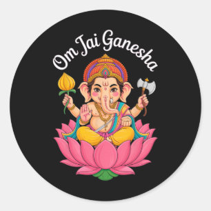 Hindu Ganesha Puja Elephant God India Meditation Y Classic Round Sticker