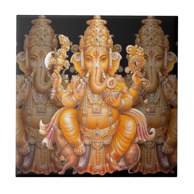 Hindu God Ganesh Ceramic Tile (Front)