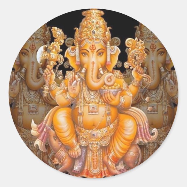 Hindu God Ganesh Classic Round Sticker (Front)