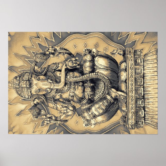 hindu god Ganesh gold Poster (Front)