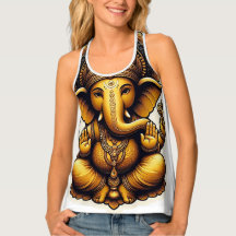 Hindu God Ganesh Ladies Tank Top with Om Design