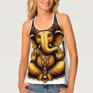 Hindu God Ganesh Ladies Tank Top with Om Design