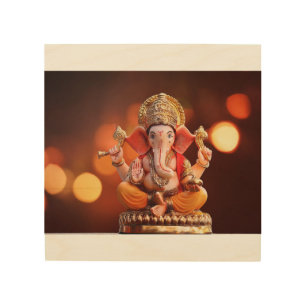 Hindu god ganesh wood wall art