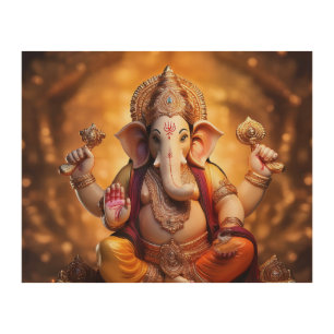 Hindu god ganesh wood wall art