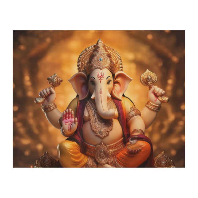 Hindu god ganesh wood wall art (Front)