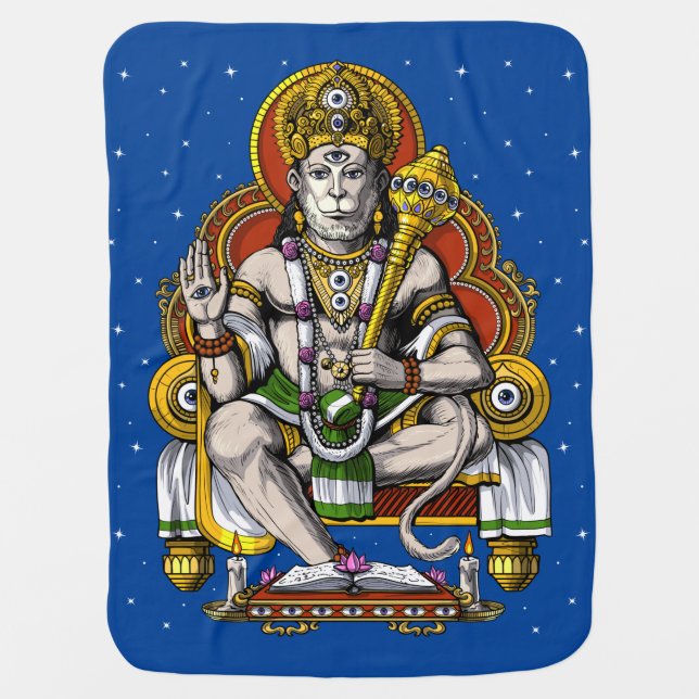 Hindu God Hanuman Baby Blanket (Front)