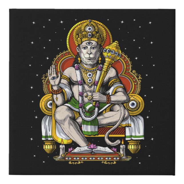 Hindu God Hanuman Faux Canvas Print (Front)
