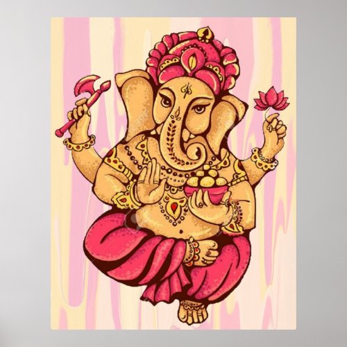 Hindu God Lord Ganesh Ganesha Happiness Riches God Poster