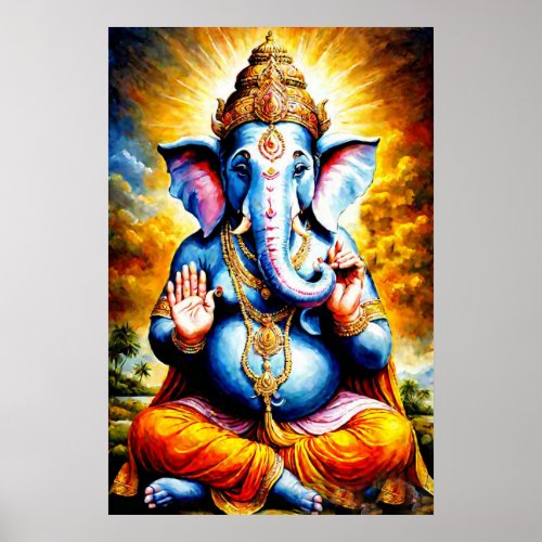 Hindu God Of Happiness Lord God Ganesh Art Poster