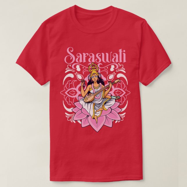 Hindu God Saraswati T-Shirt (Design Front)