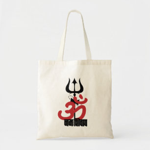Hindu God Shiva Om Namah Shivay with Trident OM Tote Bag