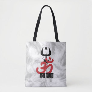 Hindu God Shiva Om Namah Shivay with Trident OM Tote Bag