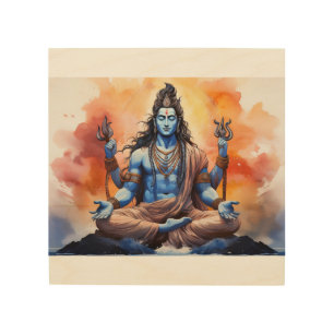 hindu god shiva wood wall art