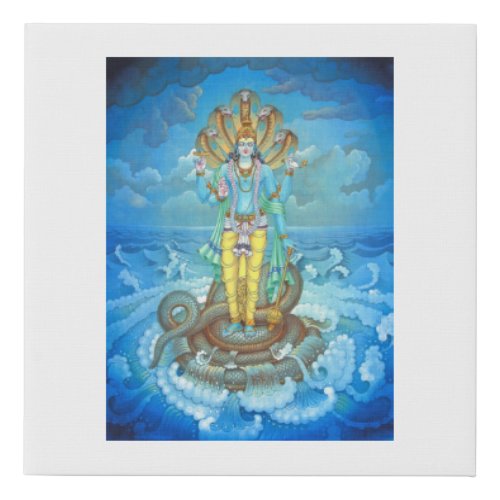 Hindu God Vishnu in Ksheer Sagar Ocean of Milk Faux Canvas Print