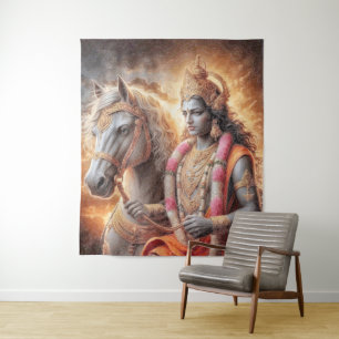 Hindu God with Horse - Tapestry