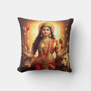 Hindu Goddess Durga Beautiful Throw Pillow