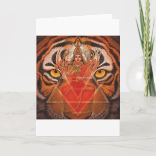 Hindu Goddess Durga Kali Powerful Tiger Art card