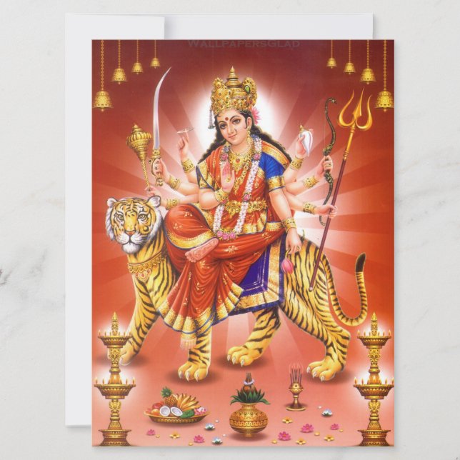 Hindu Goddess Durga Tiger Card (Front)